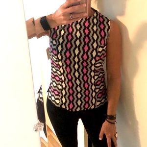 Milly Pink and Black Geometric Patterned Top